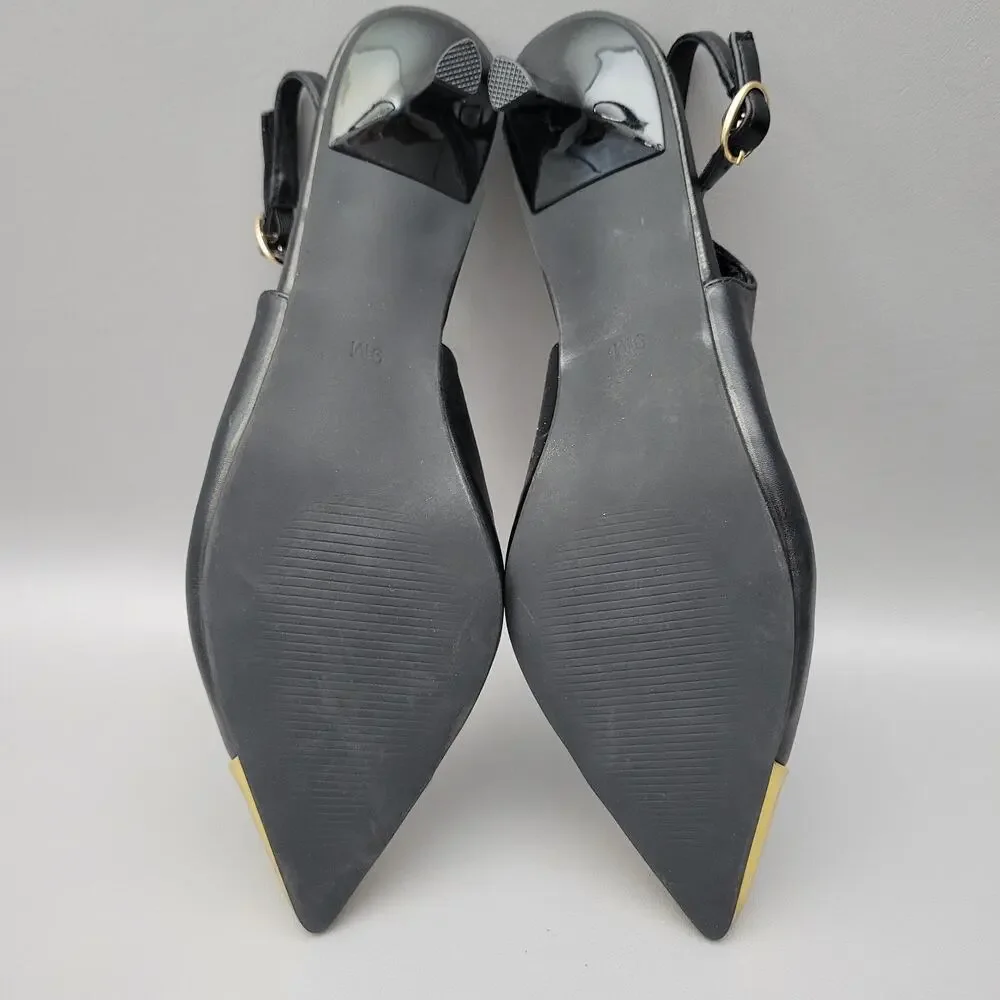 Beach by Matisse slingback pumps pointed gold-plated metal Cap Toe Size 9